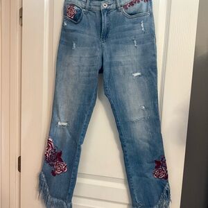 Embroidered Blue Jeans